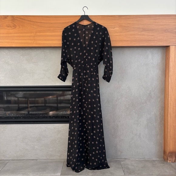 Maje Ritunia Black Long Sleeves Sheet Asymmetrical Dress, Size 2 - Picture 8 of 13